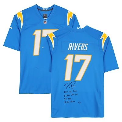 Philip Rivers Los Angeles Chargers Autographed Powder Blue Nike Game Jersey with Multiple Inscriptions - Limited Edition of 10
