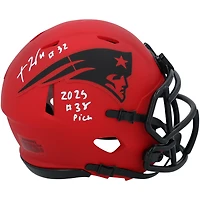 TreVeyon Henderson New England Patriots Autographed Riddell Rave Speed Mini Helmet with "2025 #38 Pick" Inscription