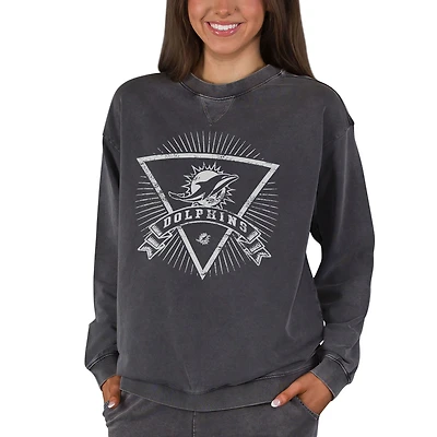 Women's Concepts Sport Charcoal Miami Dolphins Boxy Mist French Terry Long Sleeve Top