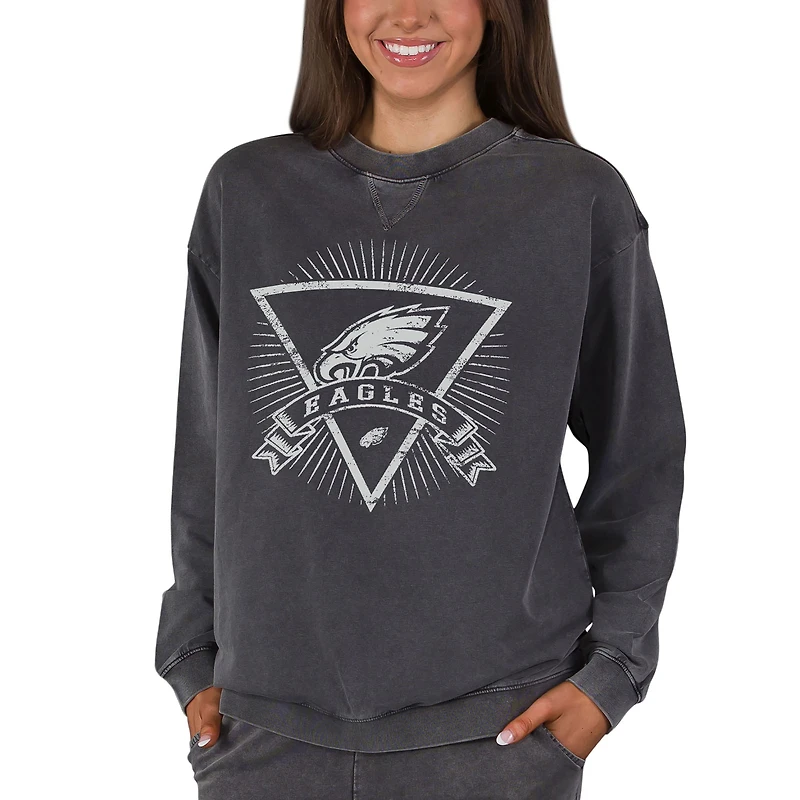 Women's Concepts Sport Charcoal Philadelphia Eagles Boxy Mist French Terry Long Sleeve Top