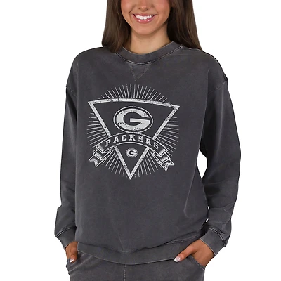 Women's Concepts Sport Charcoal Green Bay Packers Boxy Mist French Terry Long Sleeve Top