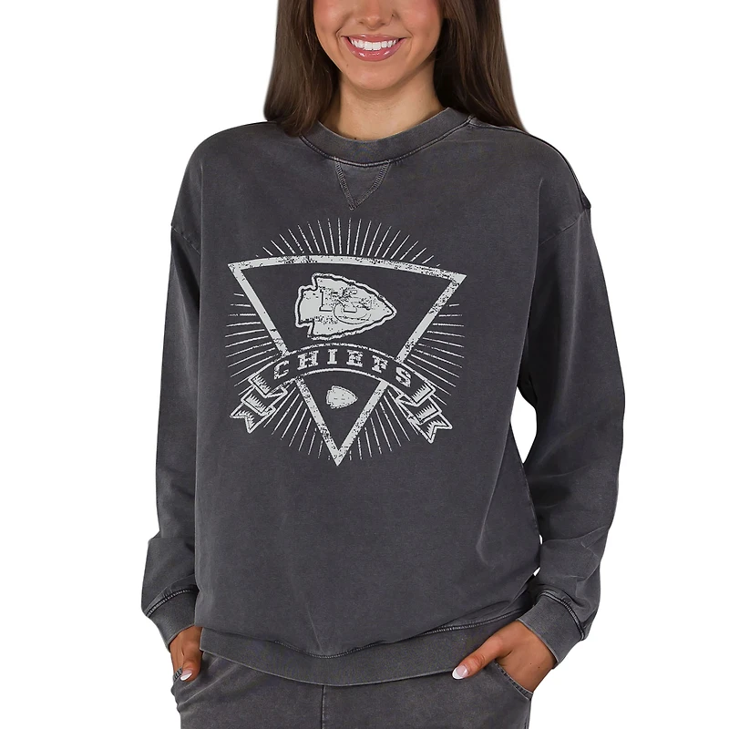 Women's Concepts Sport Charcoal Kansas City Chiefs Boxy Mist French Terry Long Sleeve Top