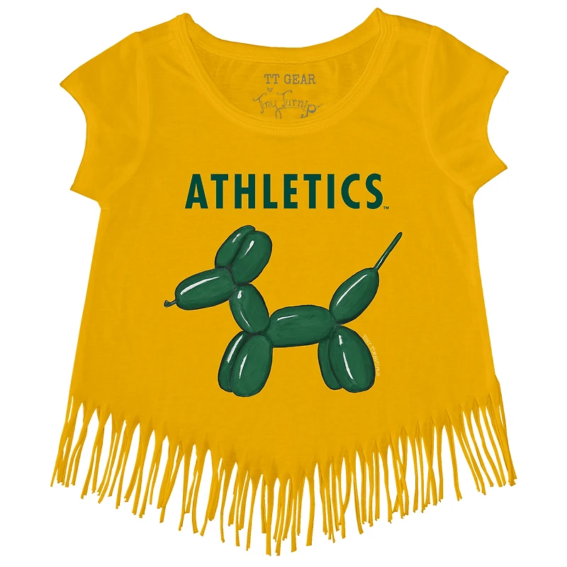 Girls Youth Tiny Turnip Gold Athletics Balloon Dog Fringe T-Shirt