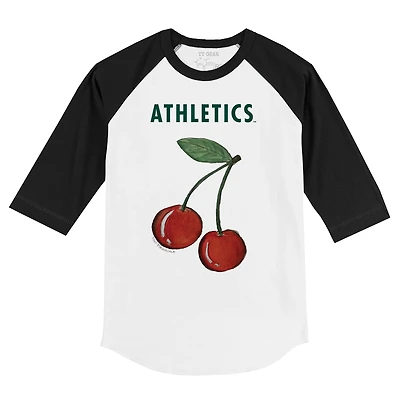 Youth Tiny Turnip White Athletics Cherries 3/4-Sleeve Raglan Baseball T-Shirt