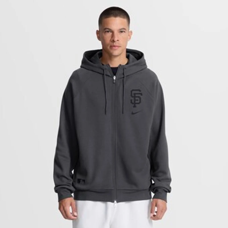 Men's Nike Anthracite San Francisco Giants Authentic Collection Player Raglan Dri-FIT Full-Zip Hoodie