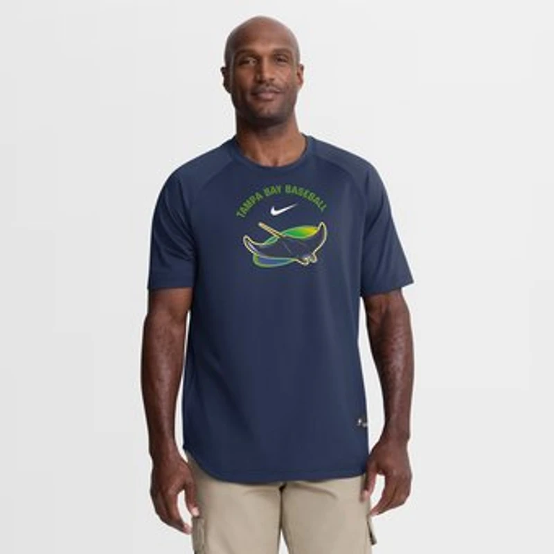 Men's Nike Navy Tampa Bay Rays Authentic Collection Batting Practice Pre-Game Raglan Dri-FIT Top