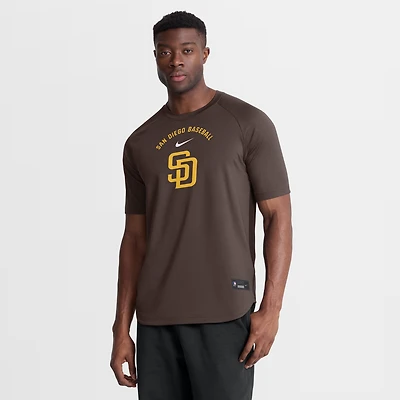 Men's Nike Brown San Diego Padres Authentic Collection Batting Practice Pre-Game Raglan Dri-FIT Top