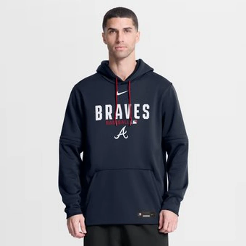 Men's Nike Navy Atlanta Braves Authentic Collection Therma-FIT Hoodie