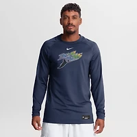 Men's Nike Navy Tampa Bay Rays Authentic Collection Game Time Raglan Long Sleeve T-Shirt
