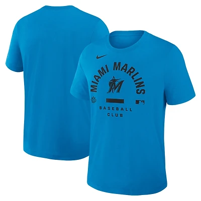 Men's Nike Blue Miami Marlins Authentic Collection Early Work Tri-Blend Dri-FIT T-Shirt