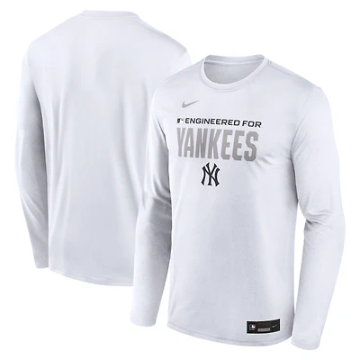 Men's Nike White New York Yankees Authentic Collection Legend Dri-FIT Long Sleeve T-Shirt