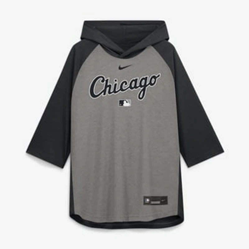 Men's Nike Gray Chicago White Sox Authentic Collection Flux Dri-FIT Raglan 3/4-Sleeve Hooded T-Shirt