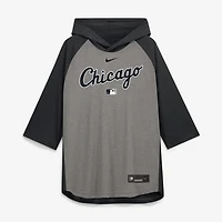 Men's Nike Gray Chicago White Sox Authentic Collection Flux Dri-FIT Raglan 3/4-Sleeve Hooded T-Shirt