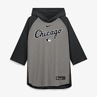 Men's Nike Gray Chicago White Sox Authentic Collection Flux Dri-FIT Raglan 3/4-Sleeve Hooded T-Shirt