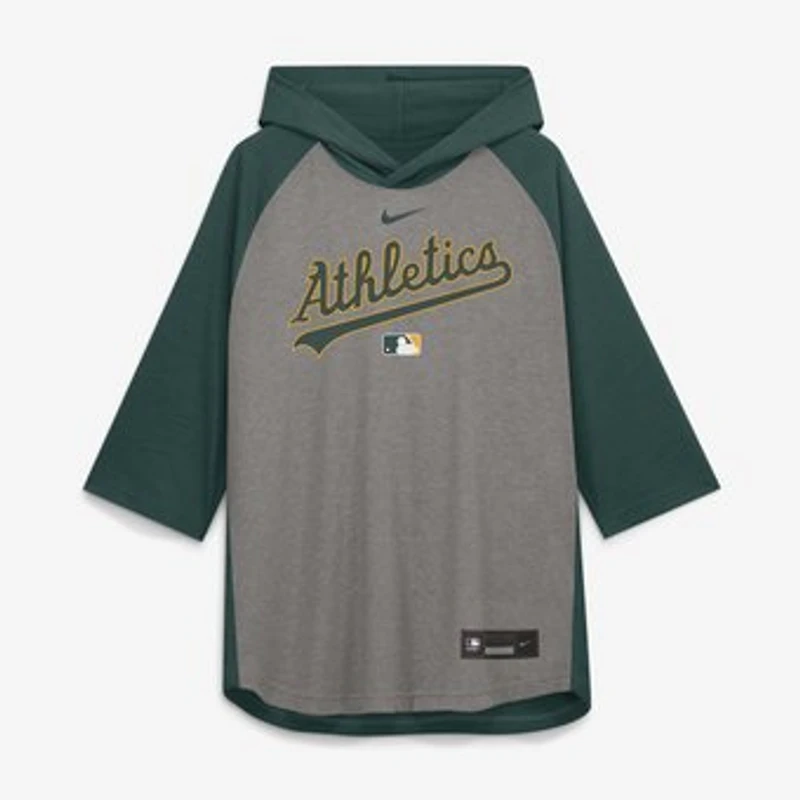 Men's Nike Gray Athletics Authentic Collection Flux Dri-FIT Raglan 3/4-Sleeve Hooded T-Shirt