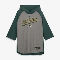 Men's Nike Gray Athletics Authentic Collection Flux Dri-FIT Raglan 3/4-Sleeve Hooded T-Shirt