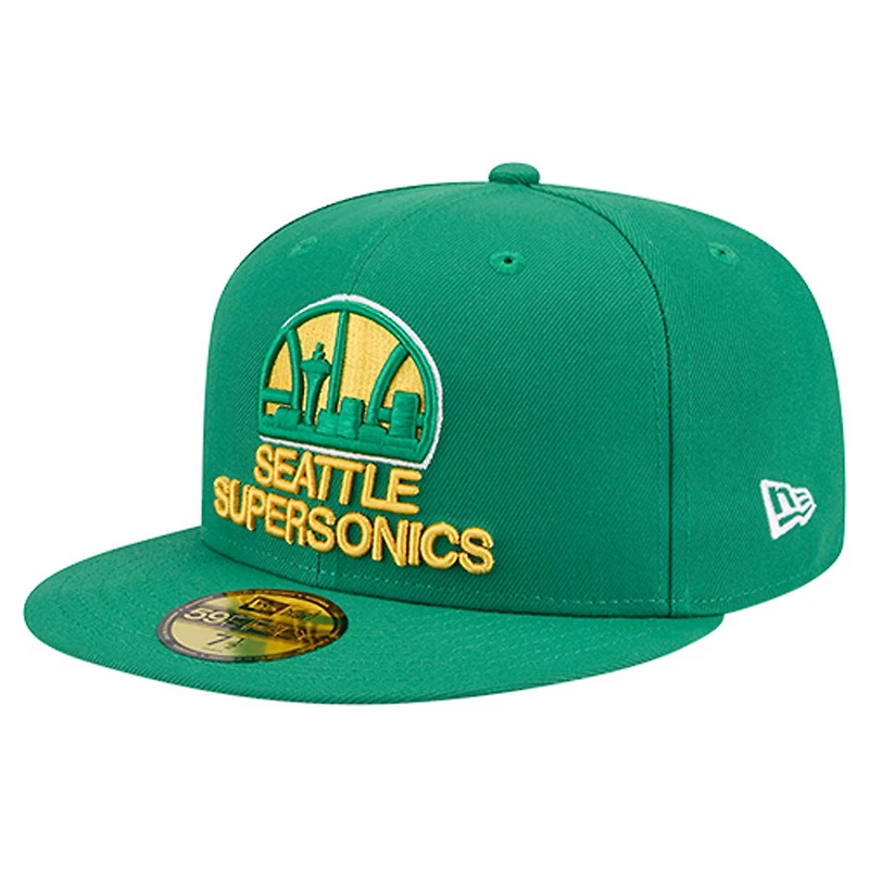 Men's New Era  Green Seattle SuperSonics Core Logo 59FIFTY Fitted Hat