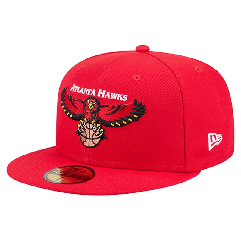 Men's New Era Red Atlanta Hawks Core Logo 59FIFTY Fitted Hat