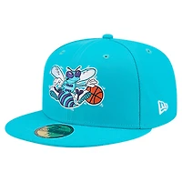 Men's New Era  Teal Charlotte Hornets Core Logo 59FIFTY Fitted Hat