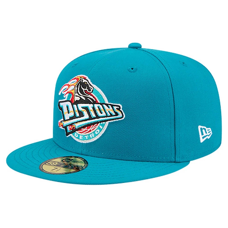 Men's New Era  Teal Detroit Pistons Core Logo 59FIFTY Fitted Hat