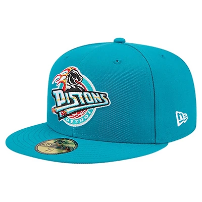 Men's New Era  Teal Detroit Pistons Core Logo 59FIFTY Fitted Hat