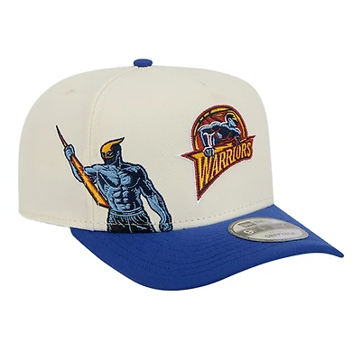 Men's New Era  Cream Golden State Warriors Illustrated Mascot 2-Toned Pre-Curved A-Frame 9FIFTY Adjustable Hat