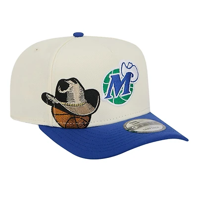 Men's New Era  Cream Dallas Mavericks Illustrated Mascot 2-Toned Pre-Curved A-Frame 9FIFTY Adjustable Hat