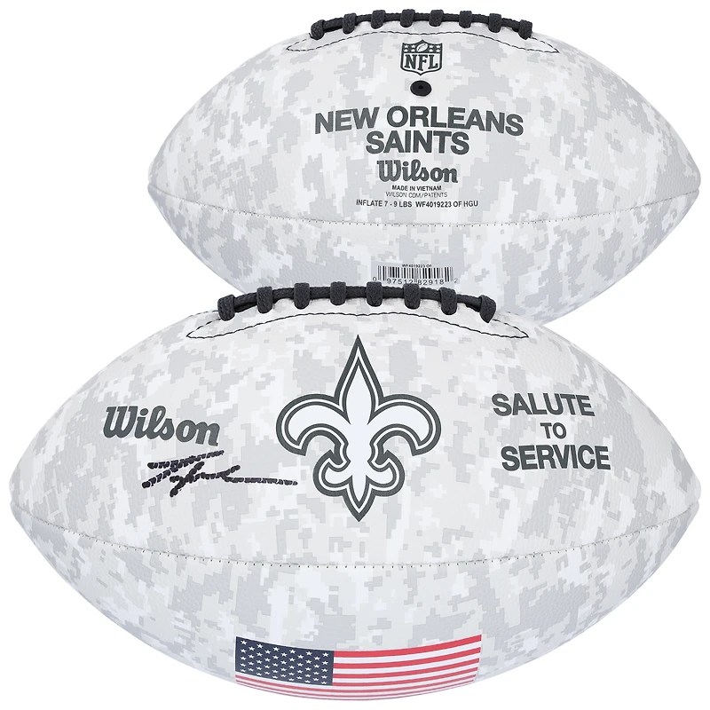 Tyler Shough New Orleans Saints Autographed 2024 Salute To Service Wilson Football
