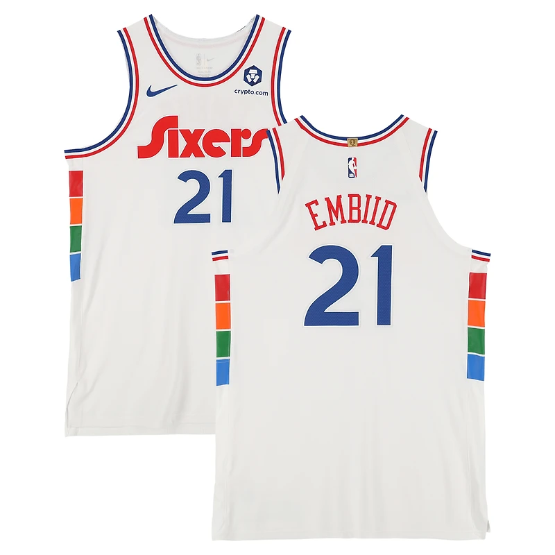 Joel Embiid Philadelphia 76ers Player-Issued #21 White Nike City Edition Jersey from the 2024-25 NBA Season - Size 54+6
