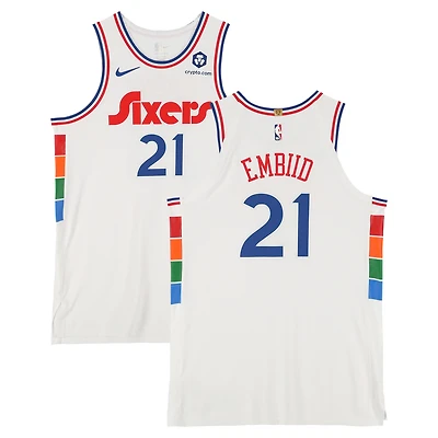 Joel Embiid Philadelphia 76ers Player-Issued #21 White Nike City Edition Jersey from the 2024-25 NBA Season - Size 54+6