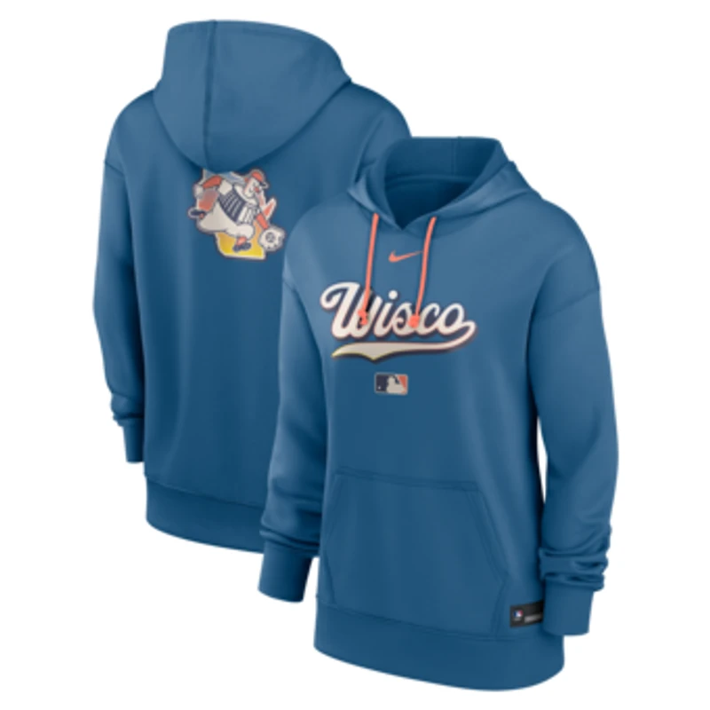Women's Nike Blue Milwaukee Brewers Authentic Collection City Connect Therma Hoodie