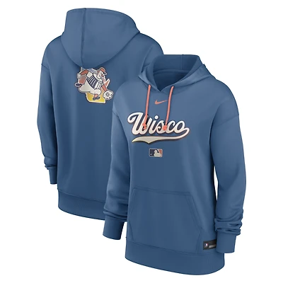 Women's Nike Blue Milwaukee Brewers Authentic Collection City Connect Therma Hoodie