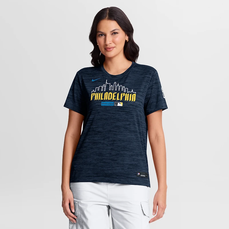Women's Nike Navy Philadelphia Phillies Authentic Collection City Connect Velocity Dri-FIT T-Shirt