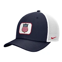 Men's Nike Navy/White US Hockey Crest Rise Trucker Adjustable Hat