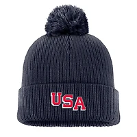 Men's Nike Navy US Hockey Peak Cuffed Knit Hat with Pom