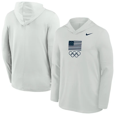 Men's Nike Gray Team USA Lightweight Dri-FIT Long Sleeve Hoodie T-Shirt