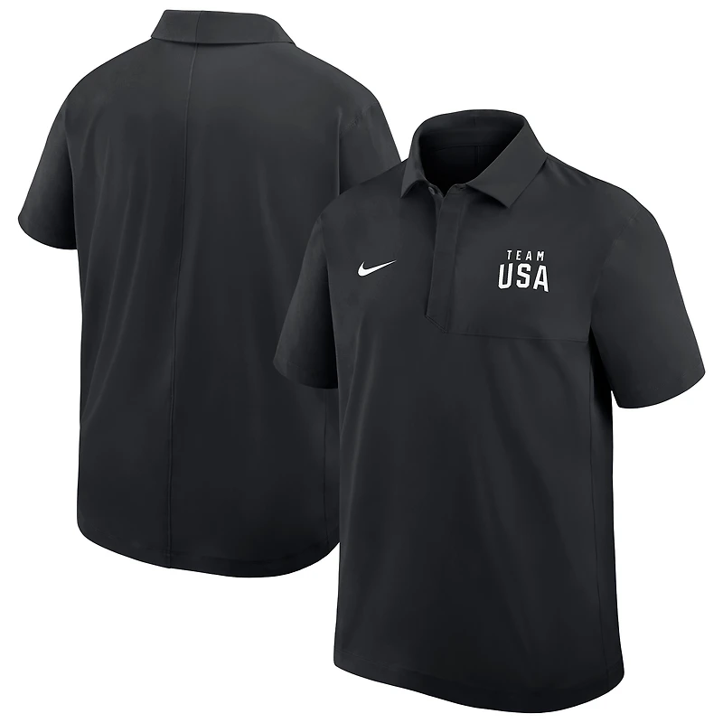 Men's Nike Black Team USA Woven Dri-FIT Polo