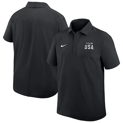Men's Nike Black Team USA Woven Dri-FIT Polo