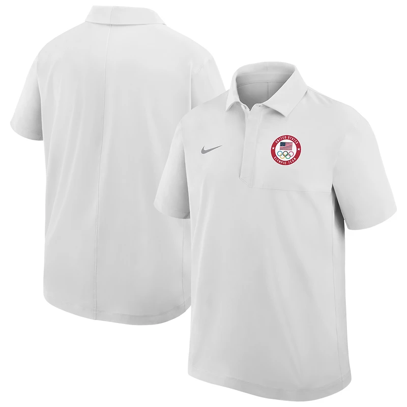 Men's Nike White Team USA Woven Dri-FIT Polo
