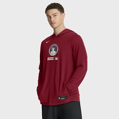 Men's Nike Red Cleveland Guardians City Connect Dri-FIT Long Sleeve Hooded T-Shirt
