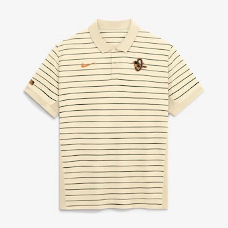 Men's Nike Cream Baltimore Orioles Authentic Collection City Connect Striped Victory Dri-FIT Polo
