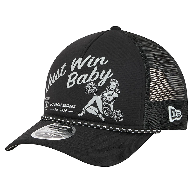 Men's New Era Black Las Vegas Raiders Gas Station 9FORTY A-Frame M-Crown Adjustable Trucker Hat