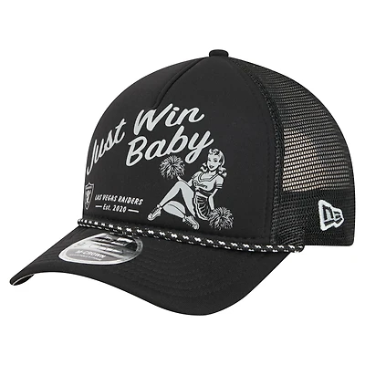 Men's New Era Black Las Vegas Raiders Gas Station 9FORTY A-Frame M-Crown Adjustable Trucker Hat