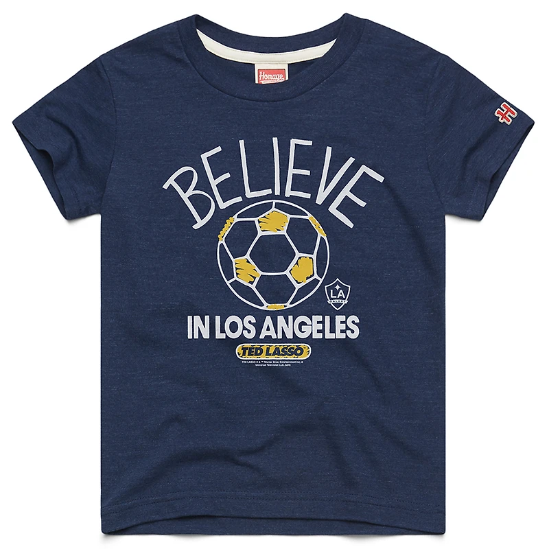 Youth Homage Navy LA Galaxy MLS x Ted Lasso Believe Graphic Tri-Blend T-Shirt
