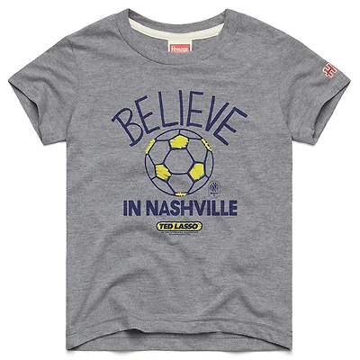 Youth Homage  Gray Nashville SC MLS x Ted Lasso Believe Graphic Tri-Blend T-Shirt