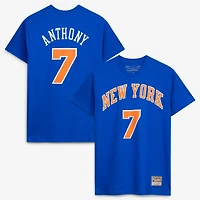 Men's Mitchell & Ness Carmelo Anthony Royal New York Knicks Hardwood Classics Retro Name & Number T-Shirt