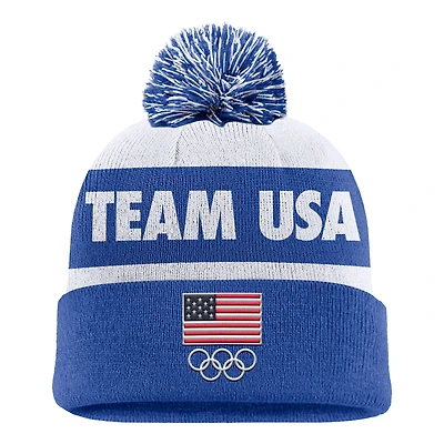 Men's Nike  Royal Team USA Peak Cuffed Knit Hat with Pom