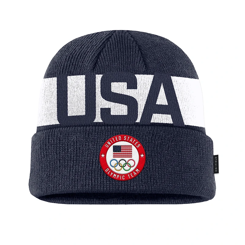 Men's Nike  Navy Team USA On-Field Utility Cuffed Knit Hat