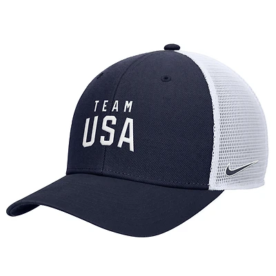 Youth Nike Navy Team USA Rise Pinch Panel Trucker Adjustable Hat
