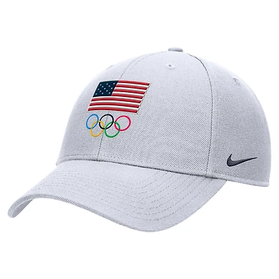 Youth Nike  White Team USA Club Dri-FIT Ripstop Adjustable Hat